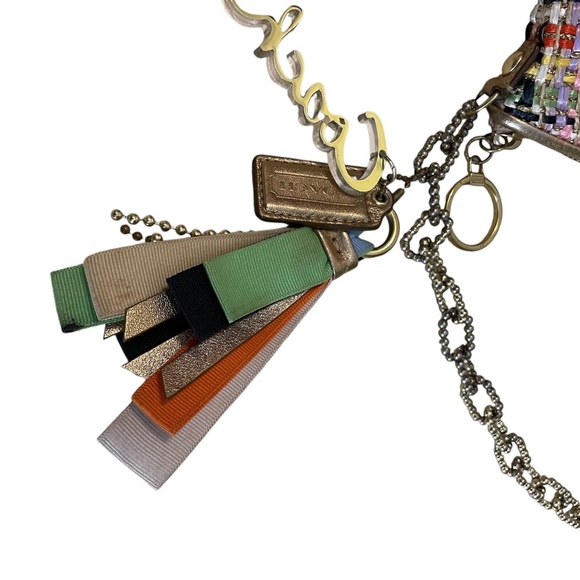 Vintage Coach Multi Ribbon & Woven Threaded & Chain Clutch Purse - Picture 9 of 11